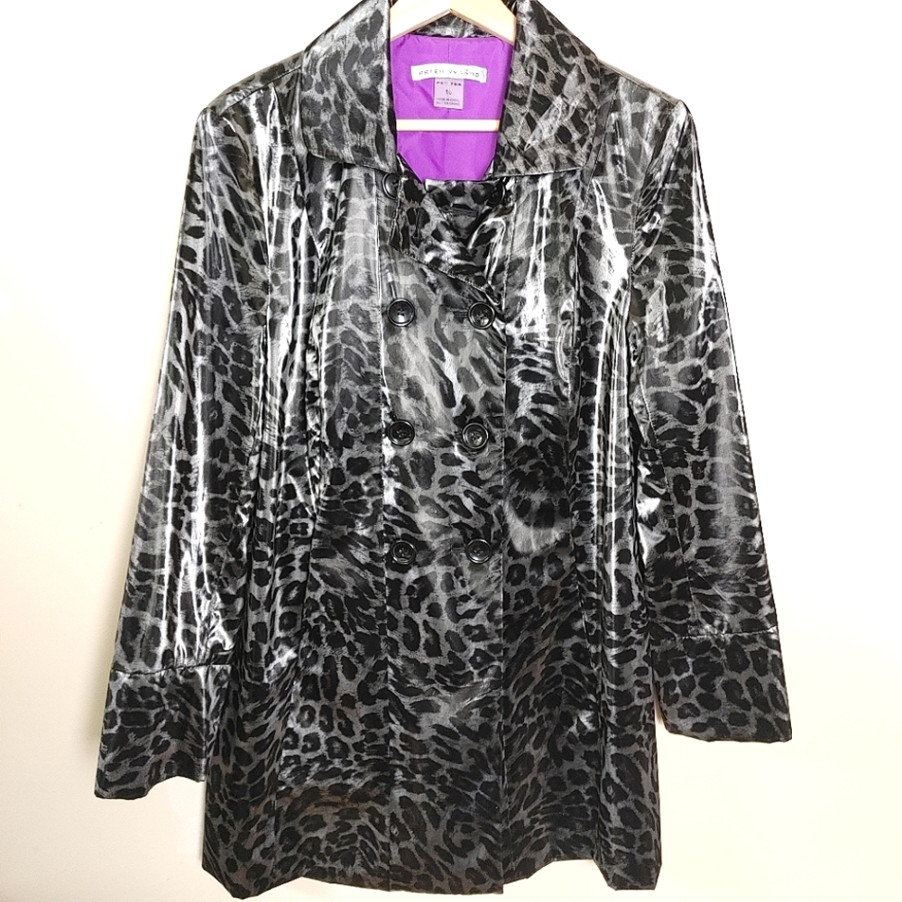 Raincoat Cheetah print Trench Petite size 10